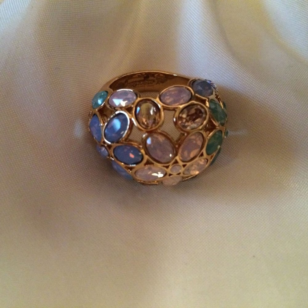 COACH GP Domed Garden Flower Ring, Sz 8 (NWT)